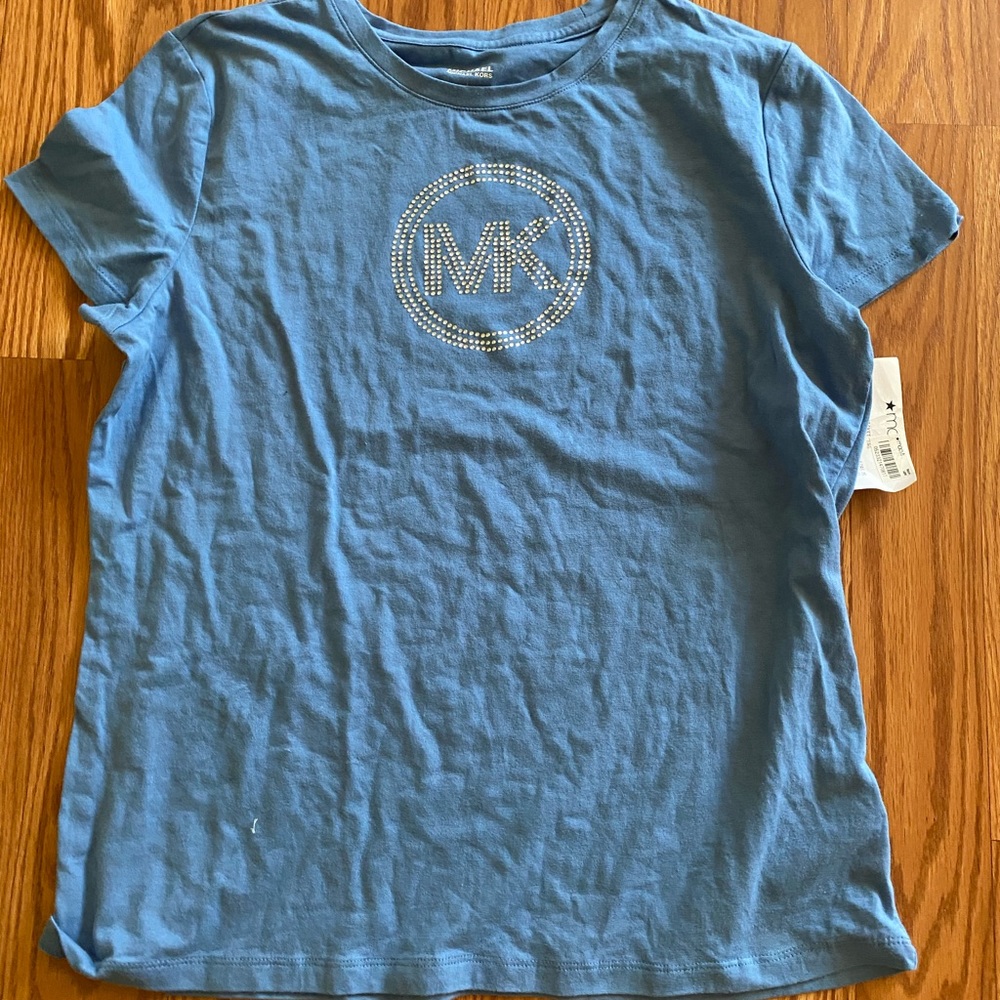 University blue mk t shirt rhinestones soft